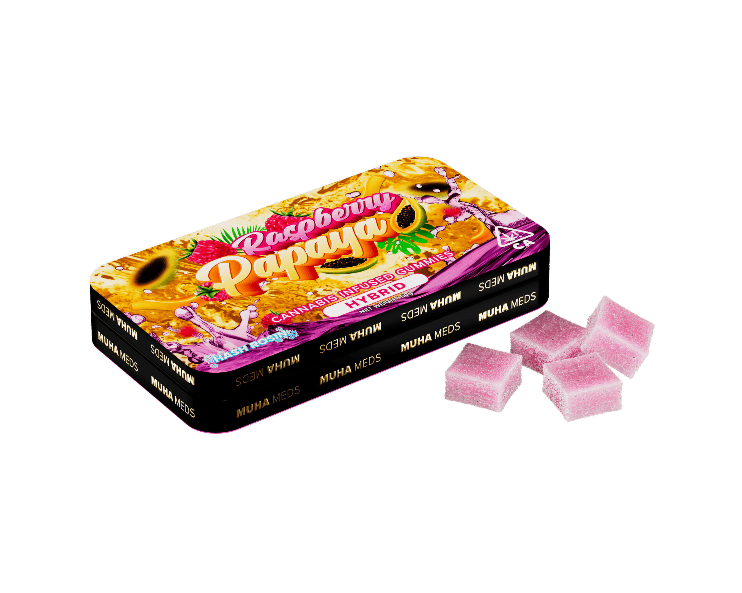 Raspberry Papaya Hash Rosin Gummies, 3 Raspberry Papaya Hash Rosin Gummies,