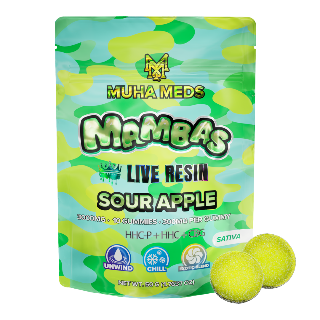 Sour Apple Live Resin Gummies, 3 Sour Apple Live Resin Gummies,
