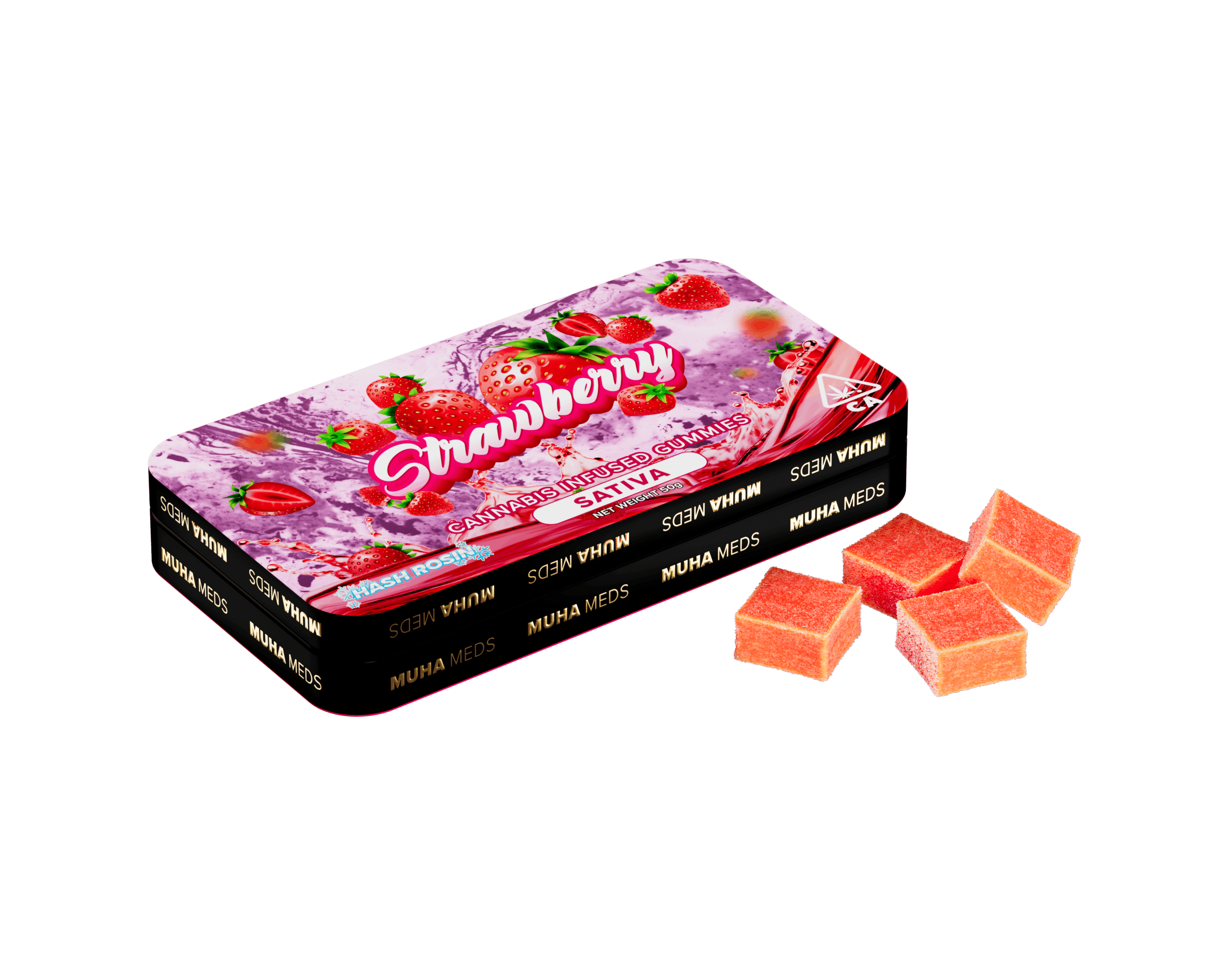 Strawberry Hash Rosin Gummies, 3 Strawberry Hash Rosin Gummies,